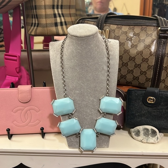 Banana Republic Turquoise Tone & Rhinestone Necklace with tag - Picture 7 of 9